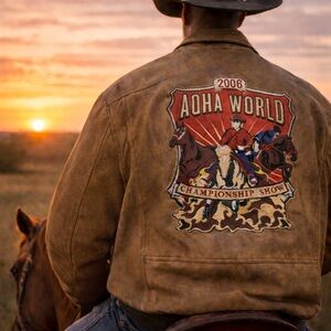 Vintage AQHA World Championship Leather Jacket | Western Rodeo Cowboy Coat
